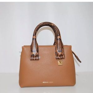 New Michael Kors Rollins Python Embossed satchel